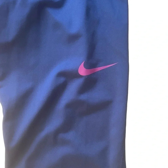 Nike Pro Dri-Fit Compression Capri Workout Leggings Pink Blue Size Large - Picture 5 of 7